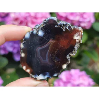 Přírodní kámen Achát plátek tmavý hnědý Brazílie 24g