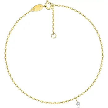 Náramek Diamantový náramek ze žlutého 14K zlata - čirý kulatý briliant, oválná očka