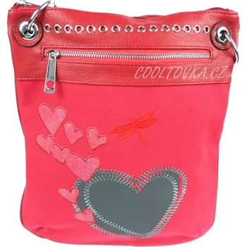 Kabelka Dámská taška přes rameno Tapple fashion – červená se vzorem srdce, prostorná a stylová, ideální pro každodenní nošení | Cooltovka.cz