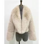 Krátký kožich luxusní se širokým límcem Barva: Khaki, Velikost: XL
