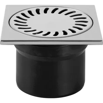 kanalizační vpusť MIDAS Podlahová vpusť - přímá D100, celonerezový rámeček 150x150 mm, mřížka SUN