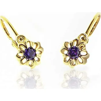Náušnice Diante Zlaté náušnice s fialovým kamenem 47100129