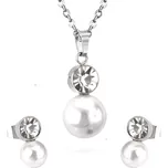 Ocelová souprava Swarovski s bílou perlou Whitney