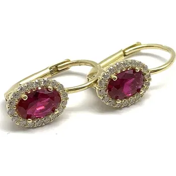 Náušnice Diante Zlaté náušnice s červeným kamenem 59632496