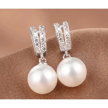 Náušnice Naušnice s perlou ve stříbrné barvě se zirkony