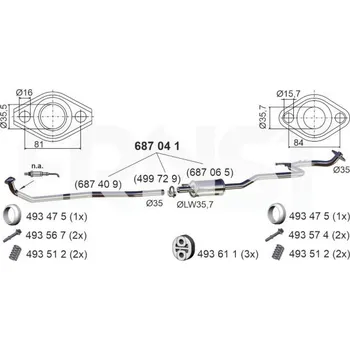 Výfukový systém Stredni tlumic vyfuku ERNST 687041