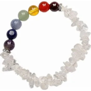 Náramek Čakrový náramek sekaný křišťál a sedm korálků kuličky ø 8 mm