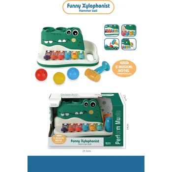 Hračka pro nejmenší Xylofon zatloukačka krokodýl 25 cm