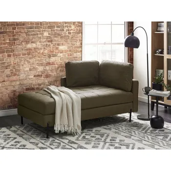 Pohovka Pravostranná lenoška z umělé kůže zelená tradiční lenoška s polštáři nábytek do obývacího pokoje Beliani