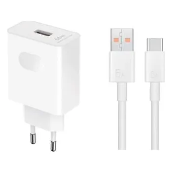 HN-110600E00 Honor Original Cestovní nabíječka 66W + USB-C Datový Kabel White - 57983116352