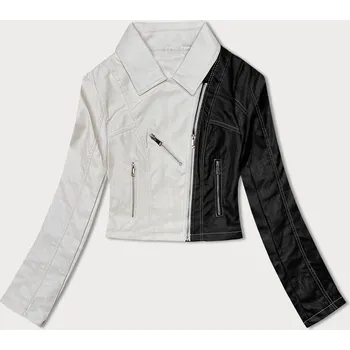 Dámská cargo bunda Černo-ecru dvoubarevná bunda ramoneska J Style s kapsami (11Z8108), odstíny černé L (40) i392_22998-49