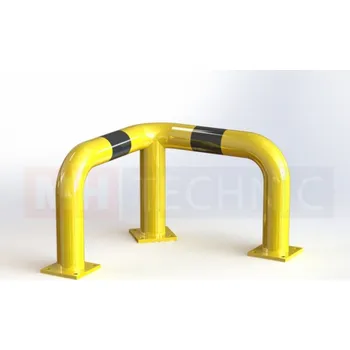 Stavební profil MH Technic s.r.o. Obloukový nárazník rohový Ø 76 mm, 500 x 500 mm, výška 350 mm, žlutý s reflexními pruhy