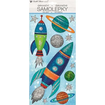 Samolepící dekorace Samolepky na zeď - Hologramové rakety - 40 x 18 cm - 15109