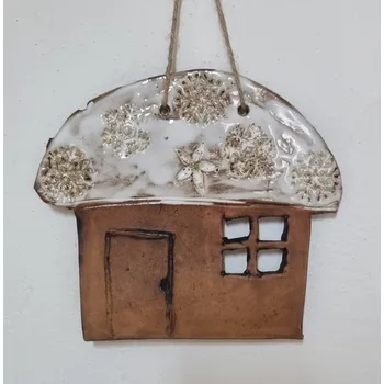 Keramická cedulka - domeček s vločkami Motiv: 2