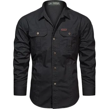 Pánská košile Pánská vojenská košile Military s náprsními kapsami Barva: Černá, Velikost: M