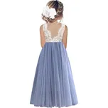 Áčkové šaty s krajkovým topem Barva: Modrá, Velikost: 11-12T