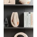 Váza na květiny světle béžová kamenina abstraktní vzor dekorace vodotěsná moderní design interiér Beliani