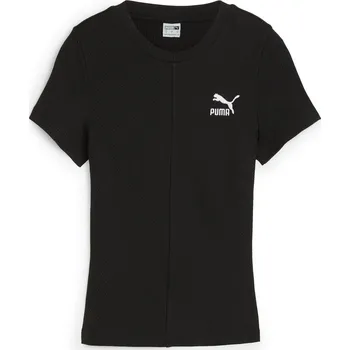 Dámské funkční tričko s krátkým rukávem Puma CLASSICS RIBBED SLIM TEE W černé 626629-01 - M | UK 6,5 | US 9