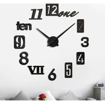 Hodinky Moderní nástěnné nalepovací hodiny KP16516 černá