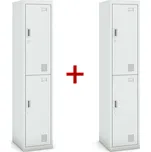 Šatní skříňka S3 dvoudveřová 1+1 ZDARMA, demont, cylindrický zámek, šedá/šedá