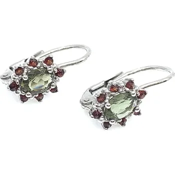 Řetízek Český Granát Jan Kos jewellery Stříbrné náušnice s vltavínem 32106255