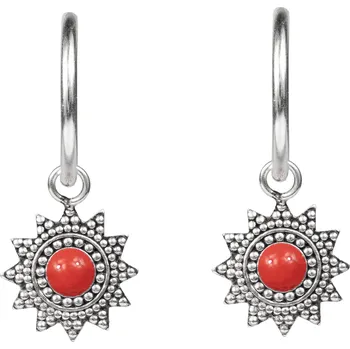 Náušnice Stříbrné náušnice s červeným korálem Kolri