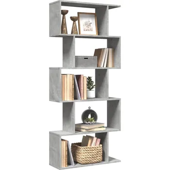 Knihovna vidaXL Knihovna/dělící stěna 5patrová 70 x 24 x 161 cm kompozit [858101] Barva: Betonová šedá