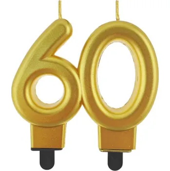 Dortová svíčka MZ Svíčka na dort "60" - čtyři druhy barev Barva: Zlatá