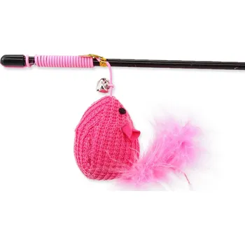 Hračka pro kočku Vábnička myška se šantou a ocáskem z peříček Magic Cat 45 cm Barva: růžová + hračka se šantou ZDARMA