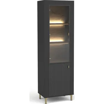 Knihovna Vitrína Mossa MO 3 - Černá / Dub Dokoupit LED osvětlení: NE + 0 Kč