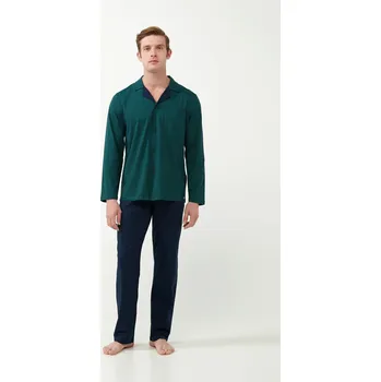 Pánské pyžamo Vamp - Pyžamo s knoflíky a geometrickým potiskem 21602 - Vamp blue xxl