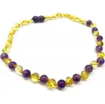 Jantarové korálky ametyst 32 cm Amaury - 32 cm