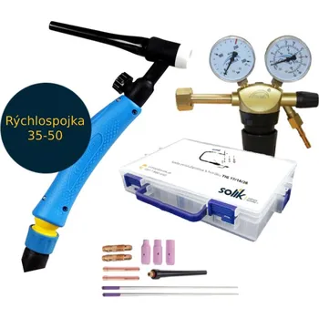 Stavební hořák Set TIG hořák s ventilem 35–50 + startovací sada 17/18/26 MOST a redukční ventil argon na TIG s dotykovým zapálením oblouku