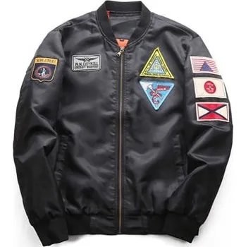 Pánská softshellová bunda Pánská air fotce bunda army na zip s nášivky a vlajkami Barva: Černá, Velikost: 3XL