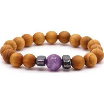 Náramek Náramek z cedrového dřeva s minerálem Minerál: Ametyst