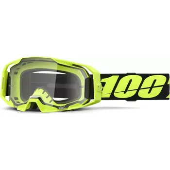 Motocyklové brýle Motokrosové / enduro brýle 100% ARMATIC NEON ŽLUTÁ FLUO čirý objektiv , 50059-00004 (motokrosové brýle, které nově definují pohodlí a vizuální čistotu)