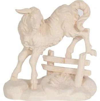 Vánoční dekorace Ornatis Jehně skákající Provedení: Přírodní bez malování, Velikost stojících figur dospělých postav: 12 cm Dřevěná vyřezávaná soška jehněte