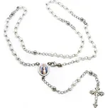 Stříbrný náhrdelník růženec s perleťovými korálky Luisiana