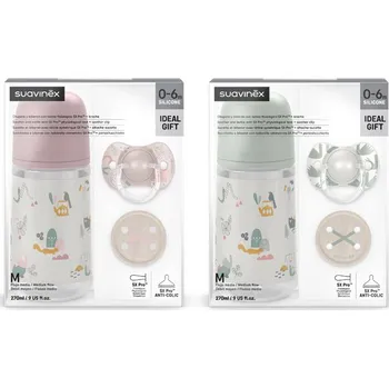SUAVINEX | Sada láhev 270ml + dudlík fyziologický 0/6m + klip WALK Varianta: SUAVINEX | Sada láhev 270ml + dudlík fyziologický 0/6m + klip WALK