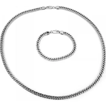 Souprava šperků Set náramku a řetízku Rombo 6 mm z oceli