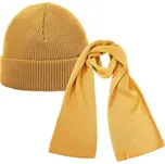 KAMA A159+S07 SET 1+1, pletená merino čepice+šála, žlutá
