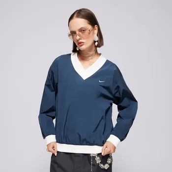 Dámská mikina Nike Mikina W Nsw Esstl Wvn Uv Ls Vnck Crw Tmavomodrá Xs