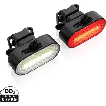 Svítilna Sada USB dobíjitelných světel na kolo Lumino z RCS plastu, Firemní dárkové předměty s vlastním potiskem