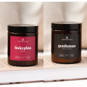 Svíčka Sójové svíčky Láskyplno a Gentleman – Výhodný set (2 ks) | Dokonalá kombinace vůní – Momentee.cz