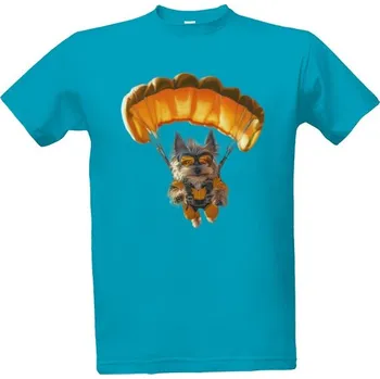 Tričko s potiskem Jorkšír skáče padákem pánské