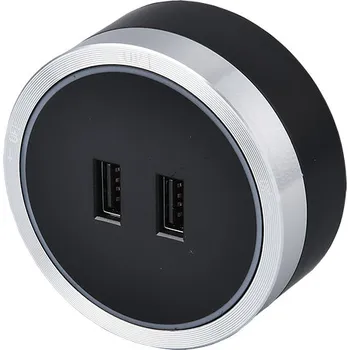Elektrická zásuvka Zásuvkový modul Viking A50SB, stříbrno-černá/výstupy - 1xUSB-A/výkon až 2500W/230V,16A,50Hz