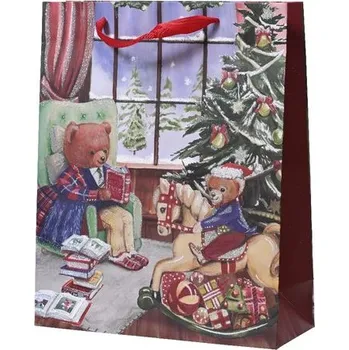 Vánoční dekorace Vánoční dárková taška s medvídky, 8x18x24 cm