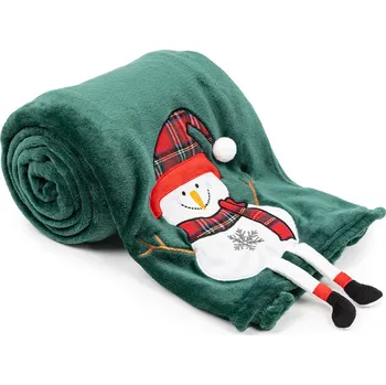 deka 4Home Vánoční deka Snowman 150 x 200 cm zelená