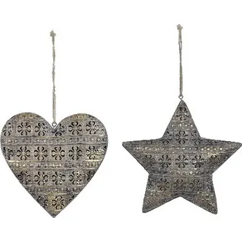 Vánoční ozdoba Ozdoba hvězda / srdce, V, balení obsahuje 2 kusy!|Ego Dekor