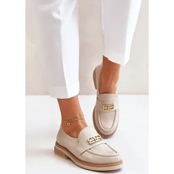 Dámské polobotky Zazoo 20102 Moderní Lakové Polobotky na Masivní Platformě Barva: Béžová, Velikost: 40